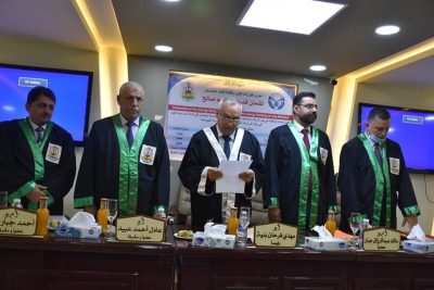 السيد معاون العميد للشؤون العلمية في كلية الهندسة / الجامعة العراقية يشارك في مناقشة رسالة ماجستير في الجامعة التقنية الوسطى